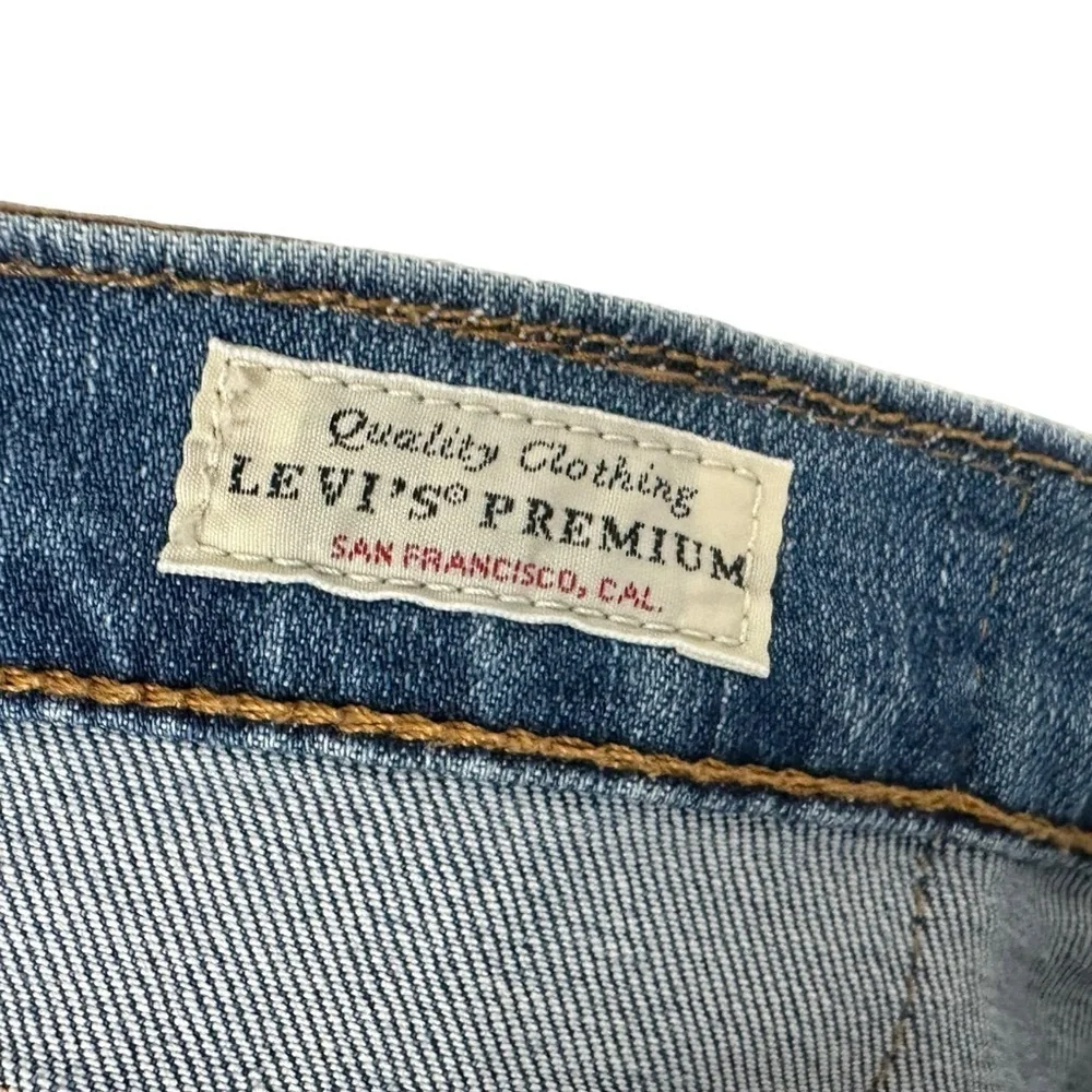 Levi's Mens Hi Ball Roll Jeans Size 30 Blue Medium Wash Logo Stripe Stretch